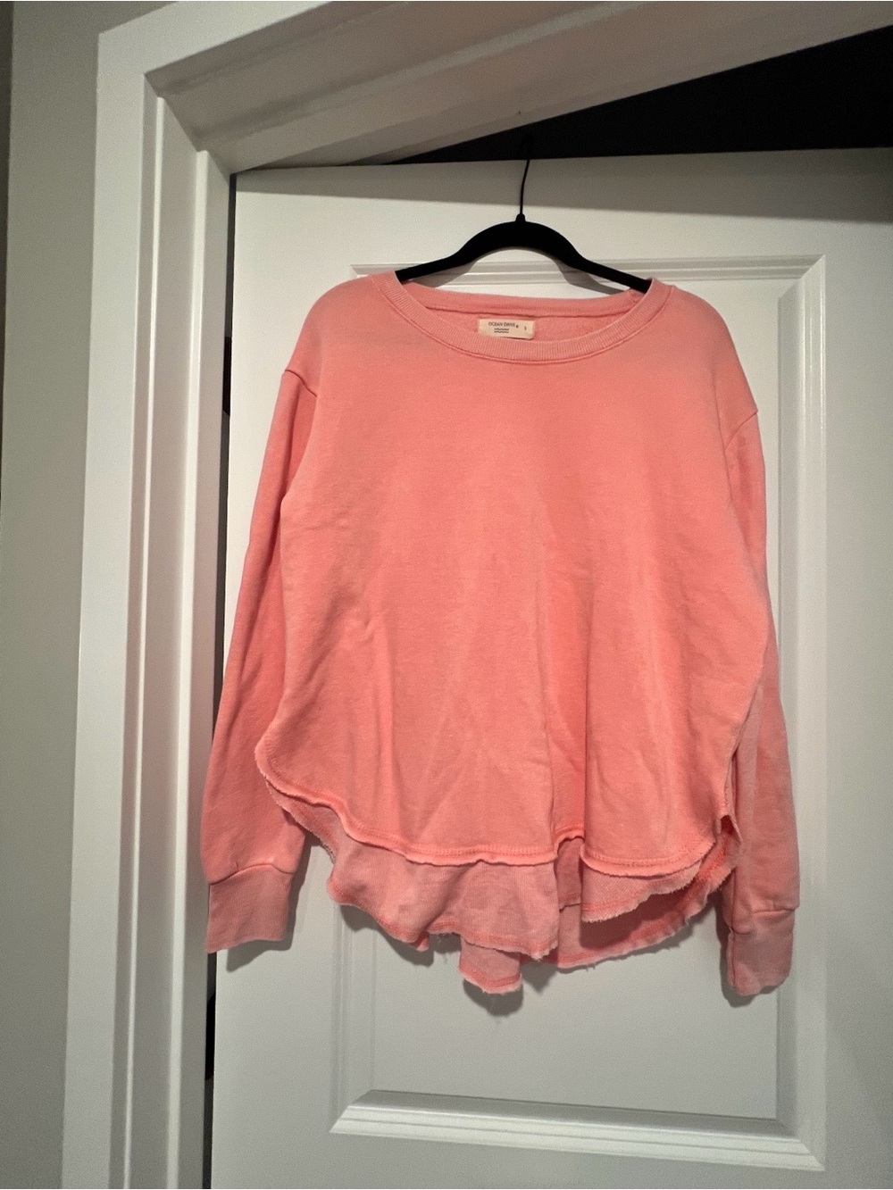 Ocean Drive Coral Pink Layered-Hem Crewneck Sweatshirt